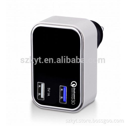 23W mobile phone accessories with QC 3.0 5V1A+3.6V-6V 3A 6V-9V 2A 9V-12V 1.5A with US, EU,AU,KC,UK plugs